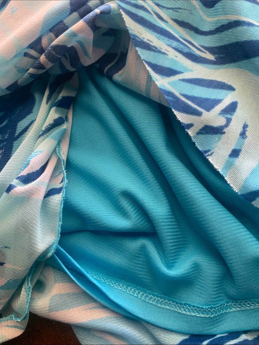Chico's Turquoise Printed Skirt With Sharkbite Hem - Picture 4 of 6